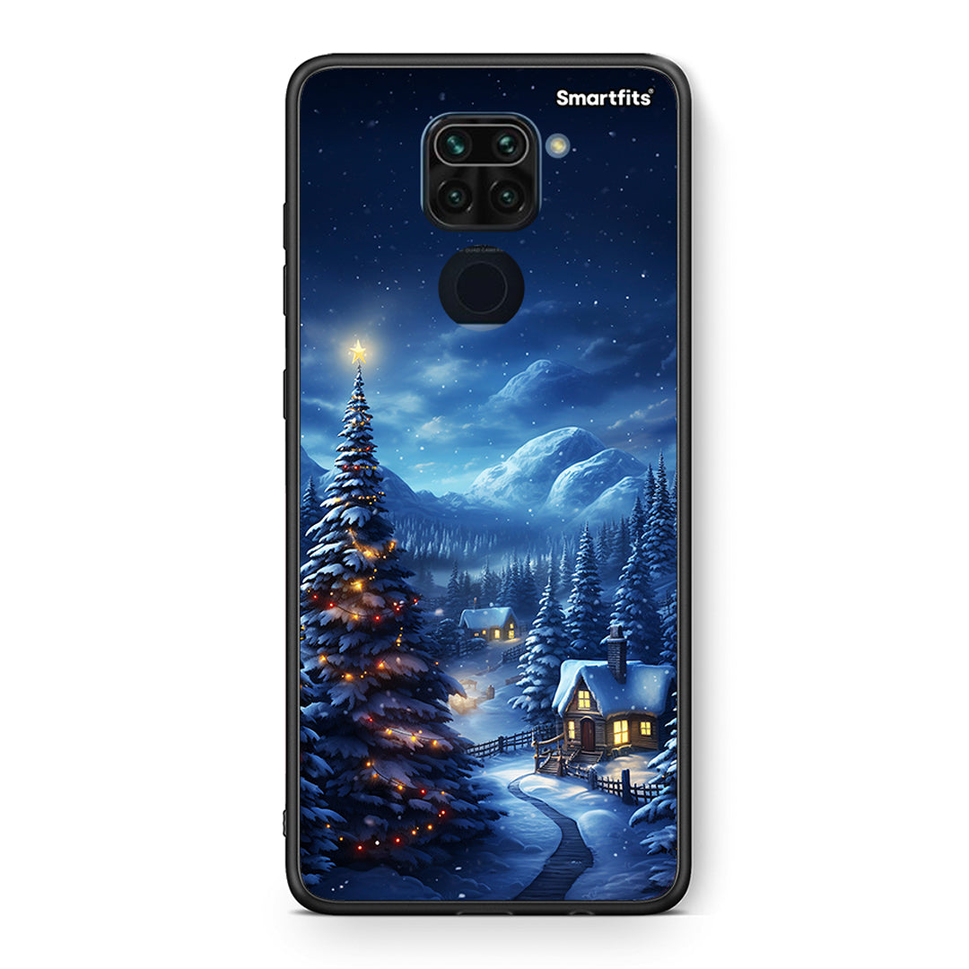 Θήκη Xiaomi Redmi Note 9 Christmas Scenery από τη Smartfits με σχέδιο στο πίσω μέρος και μαύρο περίβλημα | Xiaomi Redmi Note 9 Christmas Scenery case with colorful back and black bezels