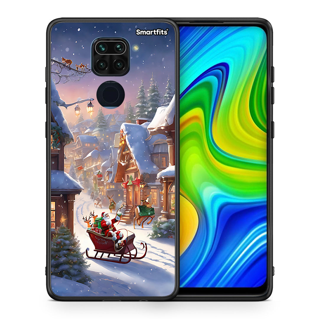 Θήκη Xiaomi Redmi Note 9 Christmas Snow από τη Smartfits με σχέδιο στο πίσω μέρος και μαύρο περίβλημα | Xiaomi Redmi Note 9 Christmas Snow case with colorful back and black bezels