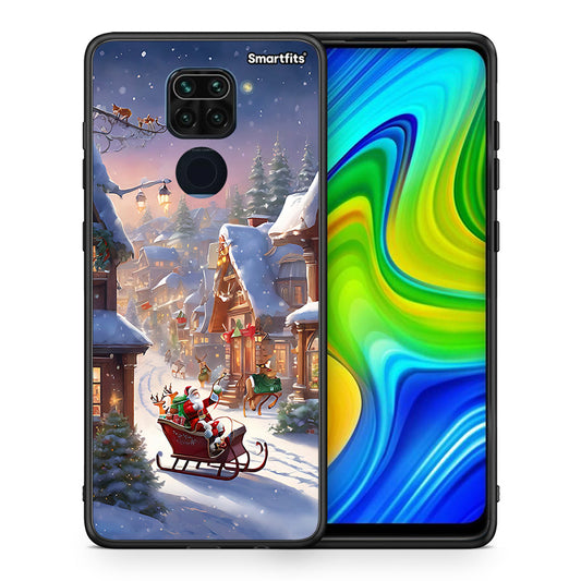 Θήκη Xiaomi Redmi Note 9 Christmas Snow από τη Smartfits με σχέδιο στο πίσω μέρος και μαύρο περίβλημα | Xiaomi Redmi Note 9 Christmas Snow case with colorful back and black bezels