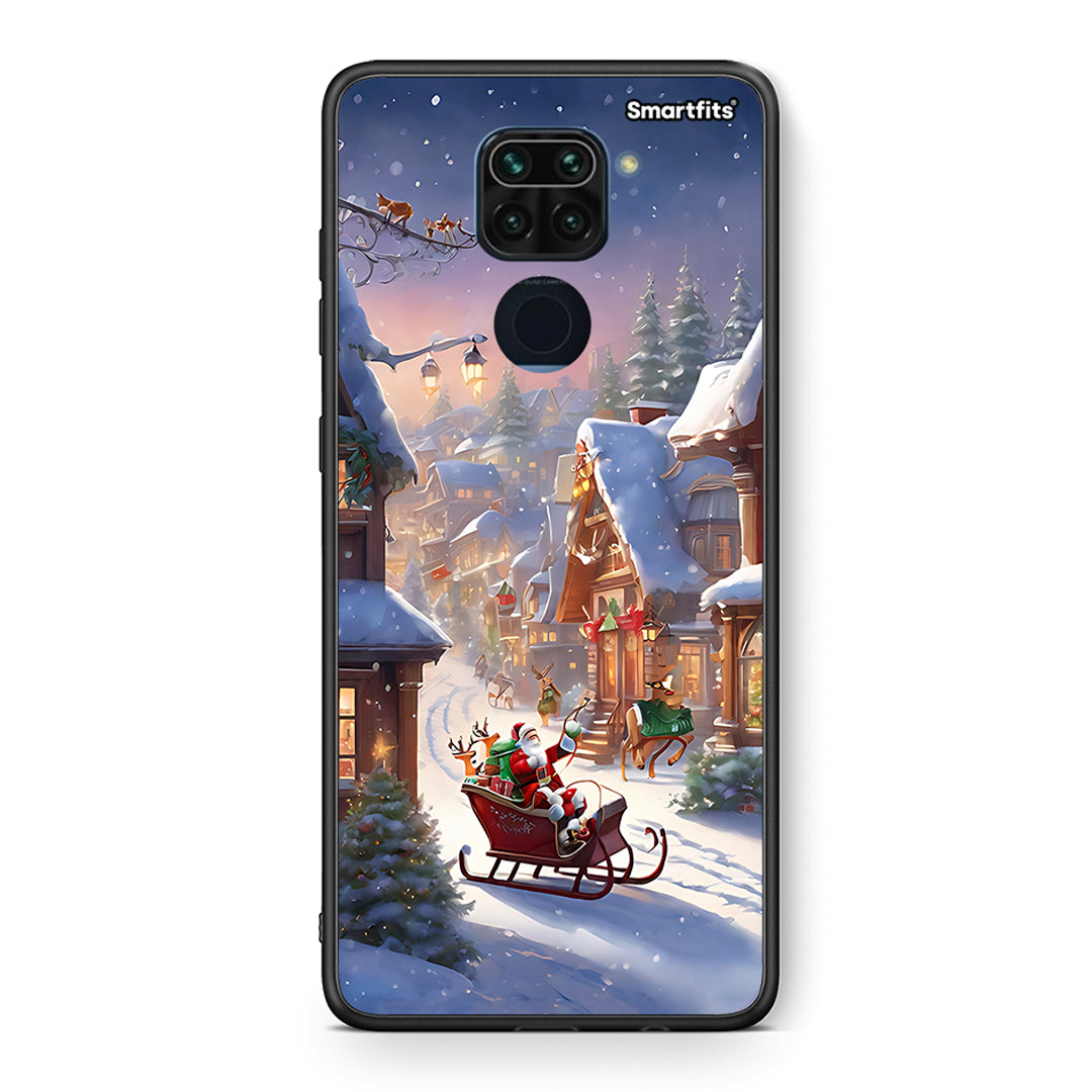 Θήκη Xiaomi Redmi Note 9 Christmas Snow από τη Smartfits με σχέδιο στο πίσω μέρος και μαύρο περίβλημα | Xiaomi Redmi Note 9 Christmas Snow case with colorful back and black bezels