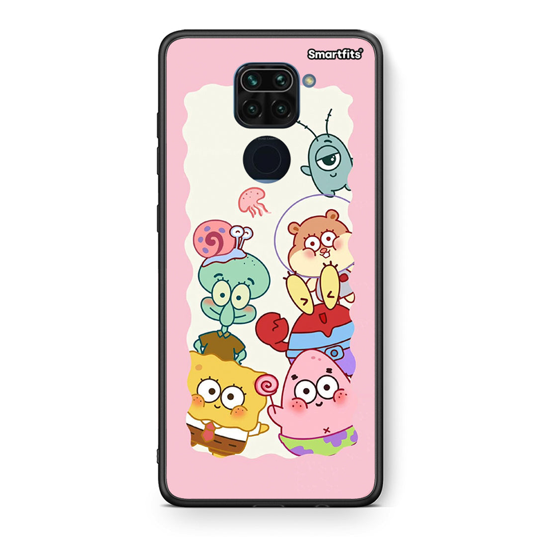 Θήκη Xiaomi Redmi Note 9 Cute Companion από τη Smartfits με σχέδιο στο πίσω μέρος και μαύρο περίβλημα | Xiaomi Redmi Note 9 Cute Companion case with colorful back and black bezels