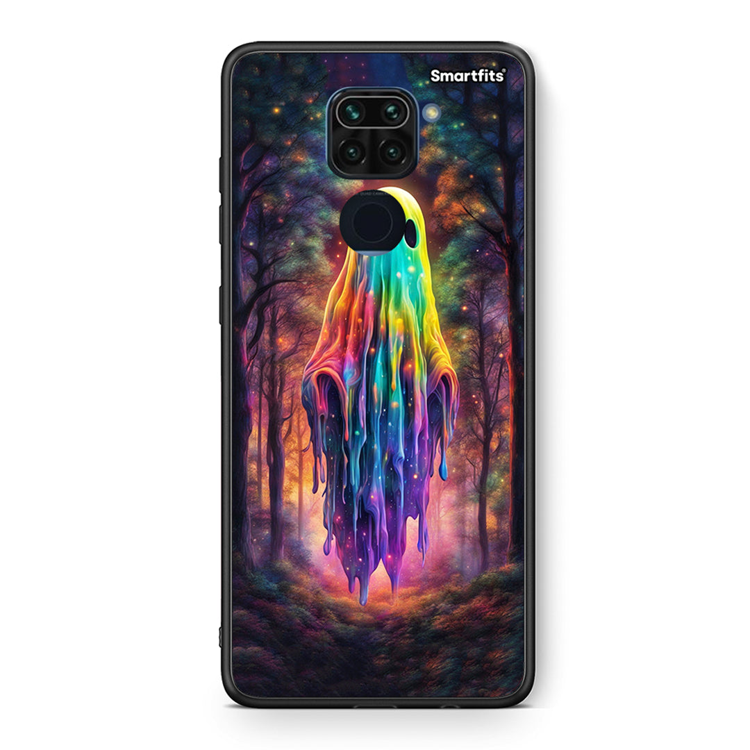Θήκη Xiaomi Redmi Note 9 Halloween Ghost από τη Smartfits με σχέδιο στο πίσω μέρος και μαύρο περίβλημα | Xiaomi Redmi Note 9 Halloween Ghost case with colorful back and black bezels