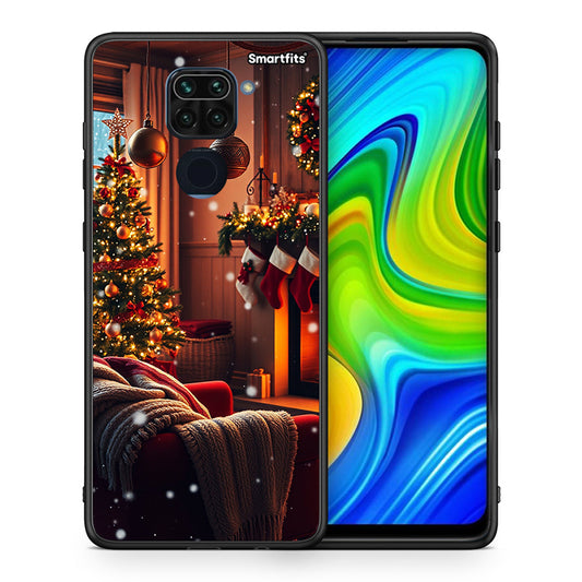 Θήκη Xiaomi Redmi Note 9 Home For Christmas από τη Smartfits με σχέδιο στο πίσω μέρος και μαύρο περίβλημα | Xiaomi Redmi Note 9 Home For Christmas case with colorful back and black bezels