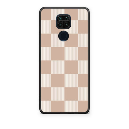 Θήκη Xiaomi Redmi Note 9 Latte and Cream Striped Checks από τη Smartfits με σχέδιο στο πίσω μέρος και μαύρο περίβλημα | Xiaomi Redmi Note 9 Latte and Cream Striped Checks case with colorful back and black bezels