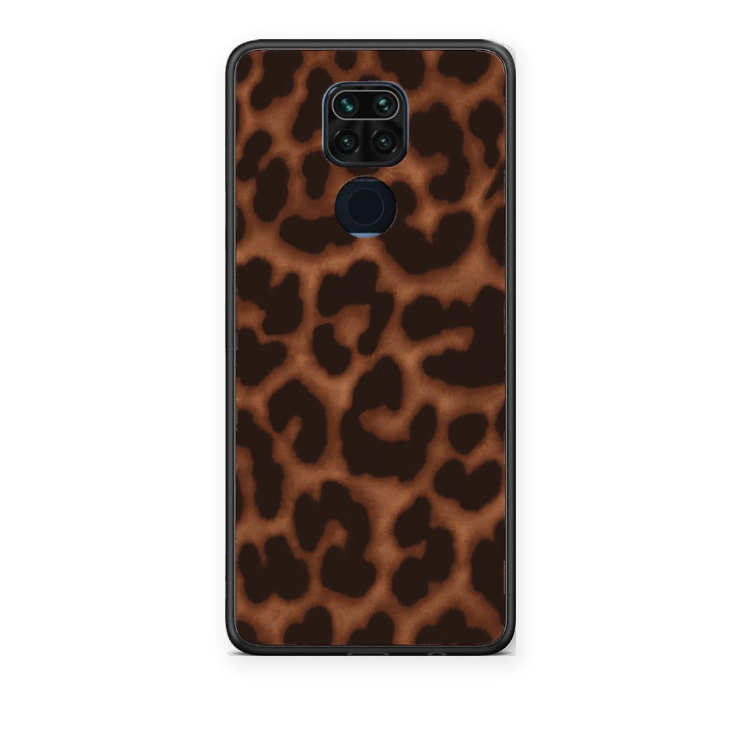 Θήκη Xiaomi Redmi Note 9 Leopard Print Dark Brown από τη Smartfits με σχέδιο στο πίσω μέρος και μαύρο περίβλημα | Xiaomi Redmi Note 9 Leopard Print Dark Brown case with colorful back and black bezels
