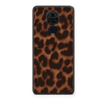Θήκη Xiaomi Redmi Note 9 Leopard Print Dark Brown από τη Smartfits με σχέδιο στο πίσω μέρος και μαύρο περίβλημα | Xiaomi Redmi Note 9 Leopard Print Dark Brown case with colorful back and black bezels