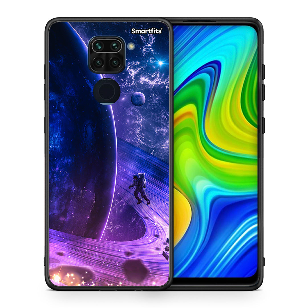 Θήκη Xiaomi Redmi Note 9 Lost Astronaut από τη Smartfits με σχέδιο στο πίσω μέρος και μαύρο περίβλημα | Xiaomi Redmi Note 9 Lost Astronaut case with colorful back and black bezels