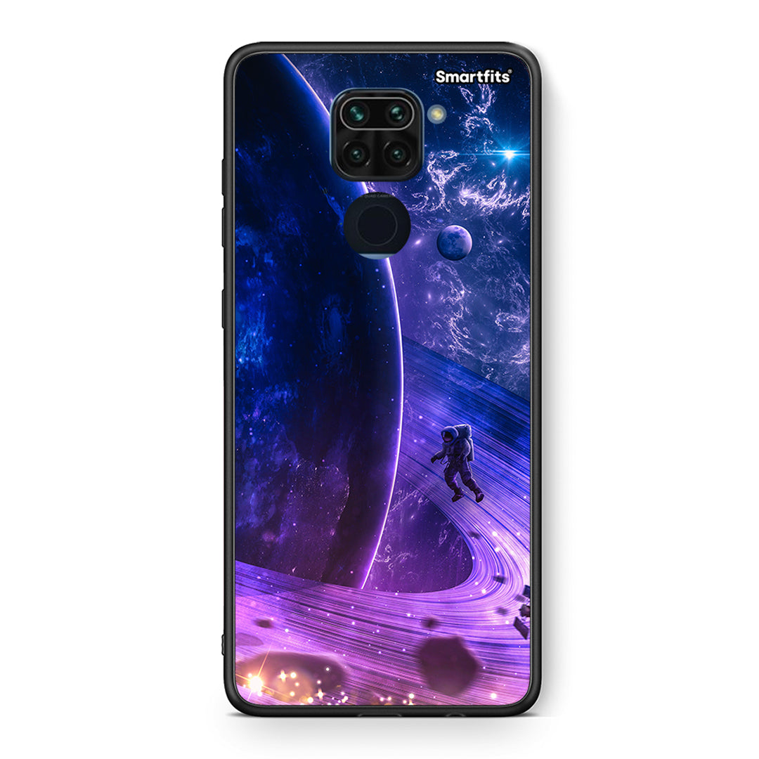 Θήκη Xiaomi Redmi Note 9 Lost Astronaut από τη Smartfits με σχέδιο στο πίσω μέρος και μαύρο περίβλημα | Xiaomi Redmi Note 9 Lost Astronaut case with colorful back and black bezels