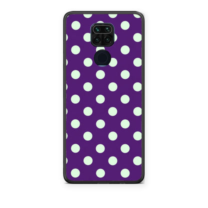 Θήκη Xiaomi Redmi Note 9 Mint Polka Dots on Purple από τη Smartfits με σχέδιο στο πίσω μέρος και μαύρο περίβλημα | Xiaomi Redmi Note 9 Mint Polka Dots on Purple case with colorful back and black bezels