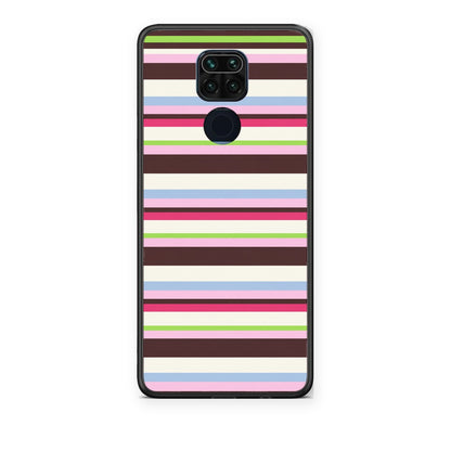 Θήκη Xiaomi Redmi Note 9 Multicolour Horizontal Stripes από τη Smartfits με σχέδιο στο πίσω μέρος και μαύρο περίβλημα | Xiaomi Redmi Note 9 Multicolour Horizontal Stripes case with colorful back and black bezels