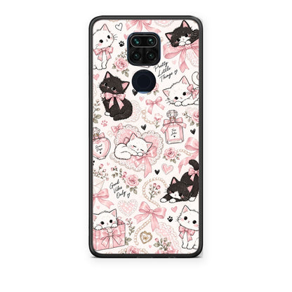 Θήκη Xiaomi Redmi Note 9 Pink Bows and Kittens Collage από τη Smartfits με σχέδιο στο πίσω μέρος και μαύρο περίβλημα | Xiaomi Redmi Note 9 Pink Bows and Kittens Collage case with colorful back and black bezels
