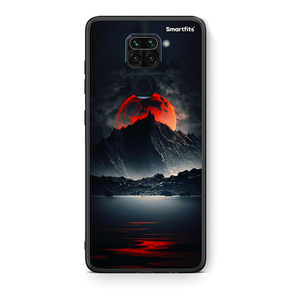 Θήκη Xiaomi Redmi Note 9 Red Full Moon από τη Smartfits με σχέδιο στο πίσω μέρος και μαύρο περίβλημα | Xiaomi Redmi Note 9 Red Full Moon case with colorful back and black bezels