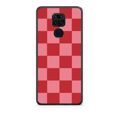 Θήκη Xiaomi Redmi Note 9 Red and Pink Striped Checks από τη Smartfits με σχέδιο στο πίσω μέρος και μαύρο περίβλημα | Xiaomi Redmi Note 9 Red and Pink Striped Checks case with colorful back and black bezels