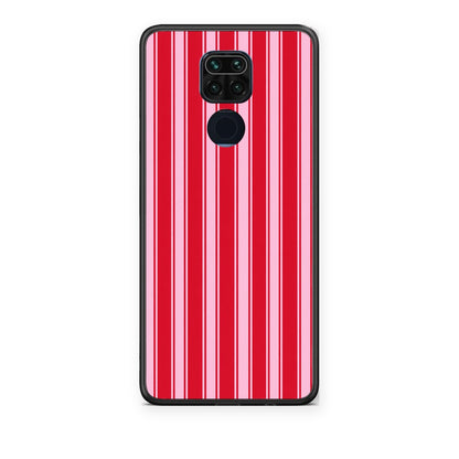 Θήκη Xiaomi Redmi Note 9 Red and Pink Vertical Pinstripes από τη Smartfits με σχέδιο στο πίσω μέρος και μαύρο περίβλημα | Xiaomi Redmi Note 9 Red and Pink Vertical Pinstripes case with colorful back and black bezels