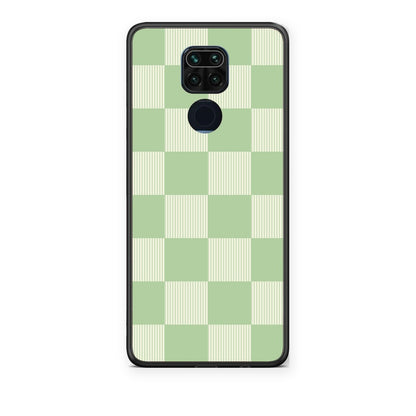 Θήκη Xiaomi Redmi Note 9 Sage and Cream Striped Checks από τη Smartfits με σχέδιο στο πίσω μέρος και μαύρο περίβλημα | Xiaomi Redmi Note 9 Sage and Cream Striped Checks case with colorful back and black bezels