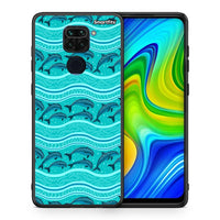 Thumbnail for Θήκη Xiaomi Redmi Note 9 Swimming Dolphins από τη Smartfits με σχέδιο στο πίσω μέρος και μαύρο περίβλημα | Xiaomi Redmi Note 9 Swimming Dolphins case with colorful back and black bezels