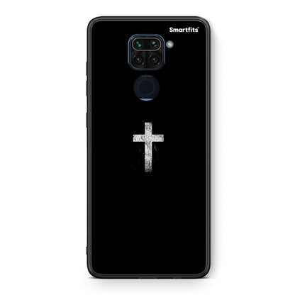 Θήκη Xiaomi Redmi Note 9 White Cross από τη Smartfits με σχέδιο στο πίσω μέρος και μαύρο περίβλημα | Xiaomi Redmi Note 9 White Cross case with colorful back and black bezels