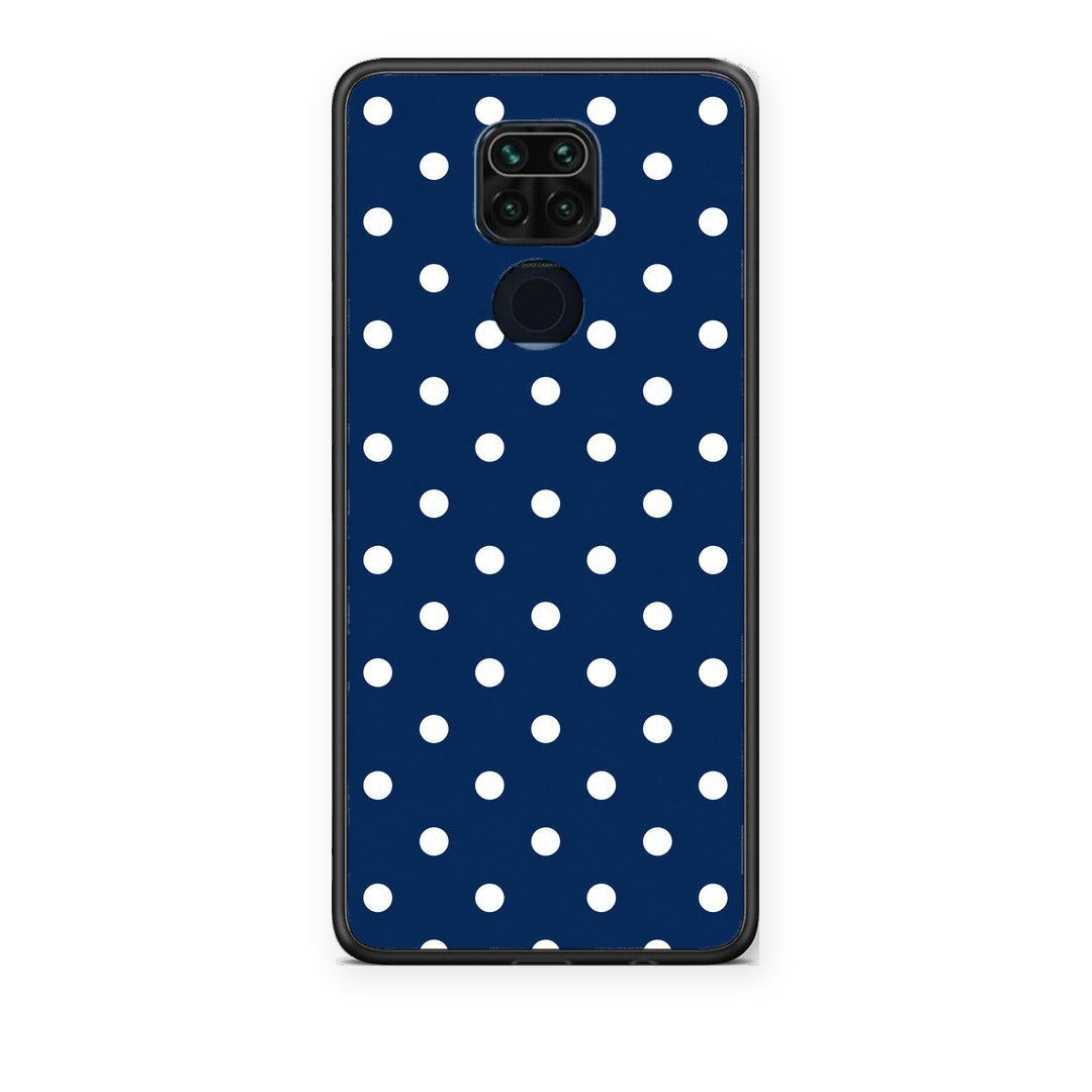 Θήκη Xiaomi Redmi Note 9 White Small Polka Dots on Navy από τη Smartfits με σχέδιο στο πίσω μέρος και μαύρο περίβλημα | Xiaomi Redmi Note 9 White Small Polka Dots on Navy case with colorful back and black bezels