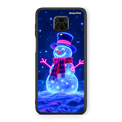 Xiaomi Redmi Note 9S / 9 Pro Christmas Neon Snowman θήκη από τη Smartfits με σχέδιο στο πίσω μέρος και μαύρο περίβλημα | Smartphone case with colorful back and black bezels by Smartfits