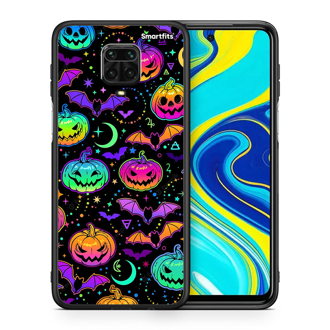 Θήκη Xiaomi Redmi Note 9S / 9 Pro Neon Halloween από τη Smartfits με σχέδιο στο πίσω μέρος και μαύρο περίβλημα | Xiaomi Redmi Note 9S / 9 Pro Neon Halloween case with colorful back and black bezels