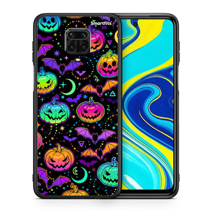 Θήκη Xiaomi Redmi Note 9S / 9 Pro Neon Halloween από τη Smartfits με σχέδιο στο πίσω μέρος και μαύρο περίβλημα | Xiaomi Redmi Note 9S / 9 Pro Neon Halloween case with colorful back and black bezels