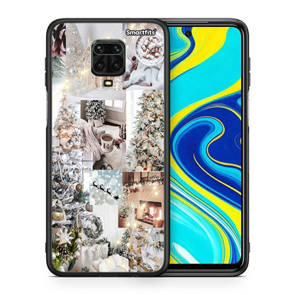 Θήκη Xiaomi Redmi Note 9S / 9 Pro White Christmas από τη Smartfits με σχέδιο στο πίσω μέρος και μαύρο περίβλημα | Xiaomi Redmi Note 9S / 9 Pro White Christmas case with colorful back and black bezels
