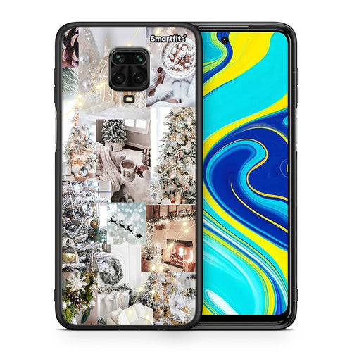 Θήκη Xiaomi Redmi Note 9S / 9 Pro White Christmas από τη Smartfits με σχέδιο στο πίσω μέρος και μαύρο περίβλημα | Xiaomi Redmi Note 9S / 9 Pro White Christmas case with colorful back and black bezels