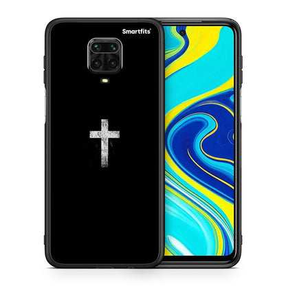 Θήκη Xiaomi Redmi Note 9S / 9 Pro White Cross από τη Smartfits με σχέδιο στο πίσω μέρος και μαύρο περίβλημα | Xiaomi Redmi Note 9S / 9 Pro White Cross case with colorful back and black bezels