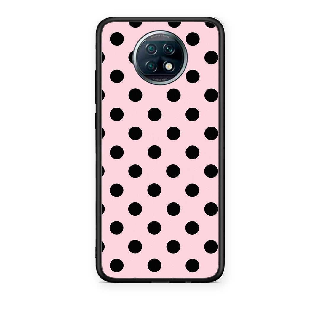 Θήκη Xiaomi Redmi Note 9T Black Polka Dots on Pink από τη Smartfits με σχέδιο στο πίσω μέρος και μαύρο περίβλημα | Xiaomi Redmi Note 9T Black Polka Dots on Pink case with colorful back and black bezels