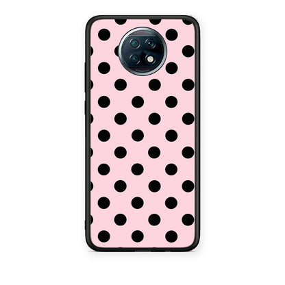 Θήκη Xiaomi Redmi Note 9T Black Polka Dots on Pink από τη Smartfits με σχέδιο στο πίσω μέρος και μαύρο περίβλημα | Xiaomi Redmi Note 9T Black Polka Dots on Pink case with colorful back and black bezels