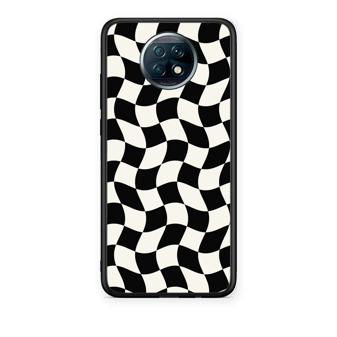 Θήκη Xiaomi Redmi Note 9T Black and Cream Wavy Checkerboard από τη Smartfits με σχέδιο στο πίσω μέρος και μαύρο περίβλημα | Xiaomi Redmi Note 9T Black and Cream Wavy Checkerboard case with colorful back and black bezels