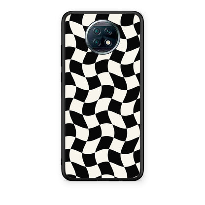 Θήκη Xiaomi Redmi Note 9T Black and Cream Wavy Checkerboard από τη Smartfits με σχέδιο στο πίσω μέρος και μαύρο περίβλημα | Xiaomi Redmi Note 9T Black and Cream Wavy Checkerboard case with colorful back and black bezels