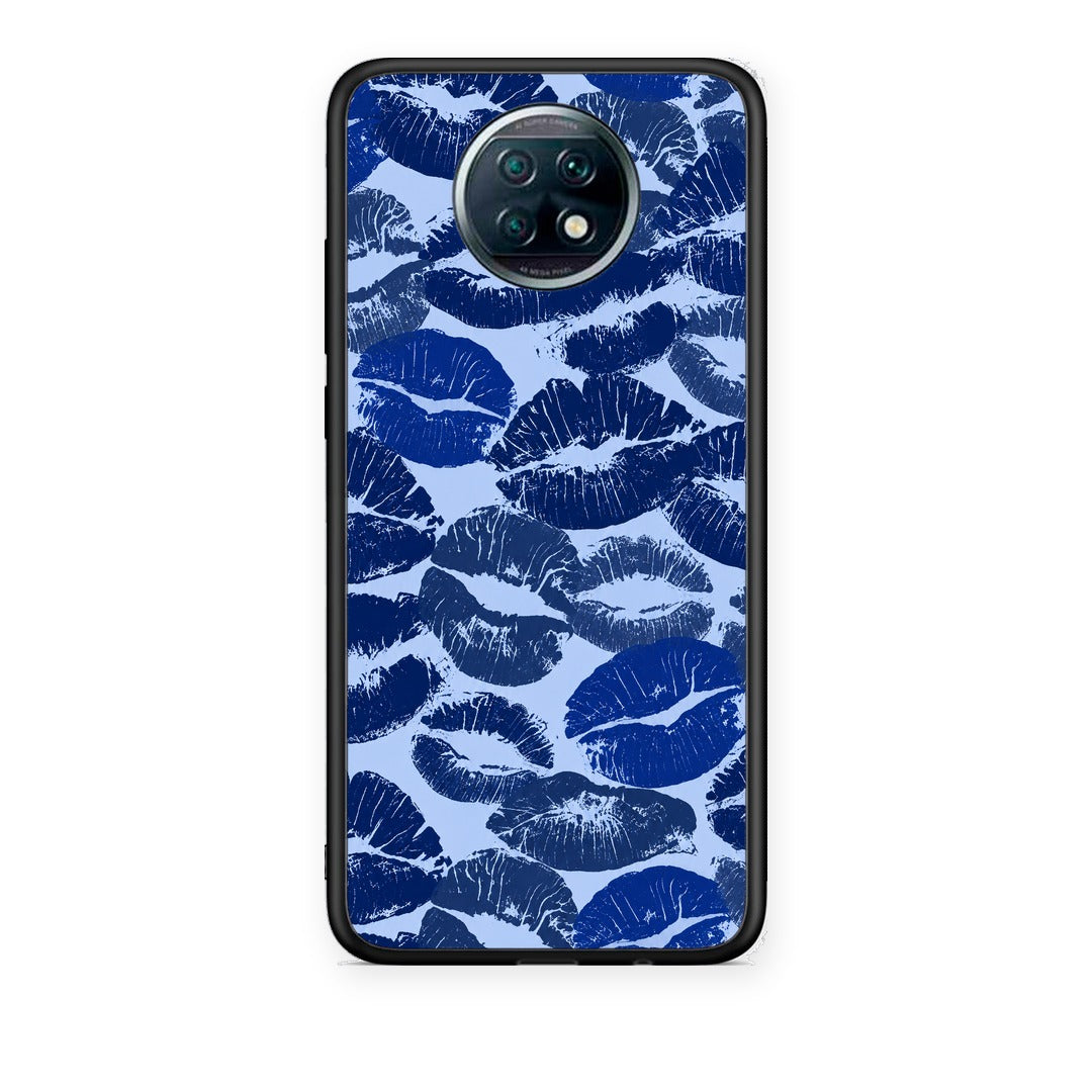 Θήκη Xiaomi Redmi Note 9T Blue Lipstick Kisses από τη Smartfits με σχέδιο στο πίσω μέρος και μαύρο περίβλημα | Xiaomi Redmi Note 9T Blue Lipstick Kisses case with colorful back and black bezels