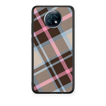 Θήκη Xiaomi Redmi Note 9T Brown Pink and Blue Diagonal Plaid από τη Smartfits με σχέδιο στο πίσω μέρος και μαύρο περίβλημα | Xiaomi Redmi Note 9T Brown Pink and Blue Diagonal Plaid case with colorful back and black bezels