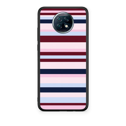 Θήκη Xiaomi Redmi Note 9T Burgundy Pink and Blue Horizontal Stripes από τη Smartfits με σχέδιο στο πίσω μέρος και μαύρο περίβλημα | Xiaomi Redmi Note 9T Burgundy Pink and Blue Horizontal Stripes case with colorful back and black bezels
