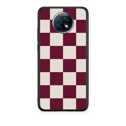 Θήκη Xiaomi Redmi Note 9T Burgundy and Cream Striped Checks από τη Smartfits με σχέδιο στο πίσω μέρος και μαύρο περίβλημα | Xiaomi Redmi Note 9T Burgundy and Cream Striped Checks case with colorful back and black bezels