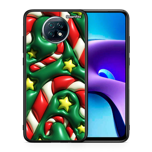 Θήκη Xiaomi Redmi Note 9T Christmas Bubbles από τη Smartfits με σχέδιο στο πίσω μέρος και μαύρο περίβλημα | Xiaomi Redmi Note 9T Christmas Bubbles case with colorful back and black bezels