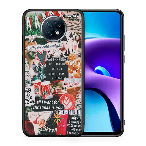 Θήκη Xiaomi Redmi Note 9T Christmas Happiness από τη Smartfits με σχέδιο στο πίσω μέρος και μαύρο περίβλημα | Xiaomi Redmi Note 9T Christmas Happiness case with colorful back and black bezels