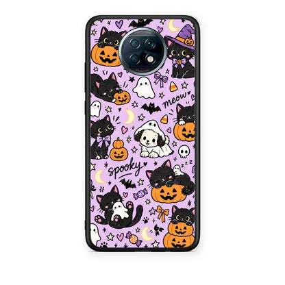 Θήκη Xiaomi Redmi Note 9T Halloween Black Cats on Lilac από τη Smartfits με σχέδιο στο πίσω μέρος και μαύρο περίβλημα | Xiaomi Redmi Note 9T Halloween Black Cats on Lilac case with colorful back and black bezels
