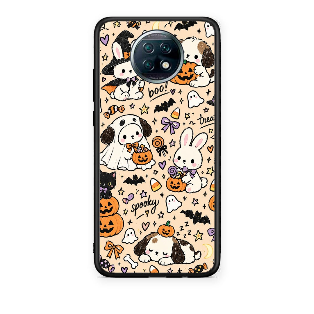 Θήκη Xiaomi Redmi Note 9T Halloween Puppies and Friends on Cream από τη Smartfits με σχέδιο στο πίσω μέρος και μαύρο περίβλημα | Xiaomi Redmi Note 9T Halloween Puppies and Friends on Cream case with colorful back and black bezels