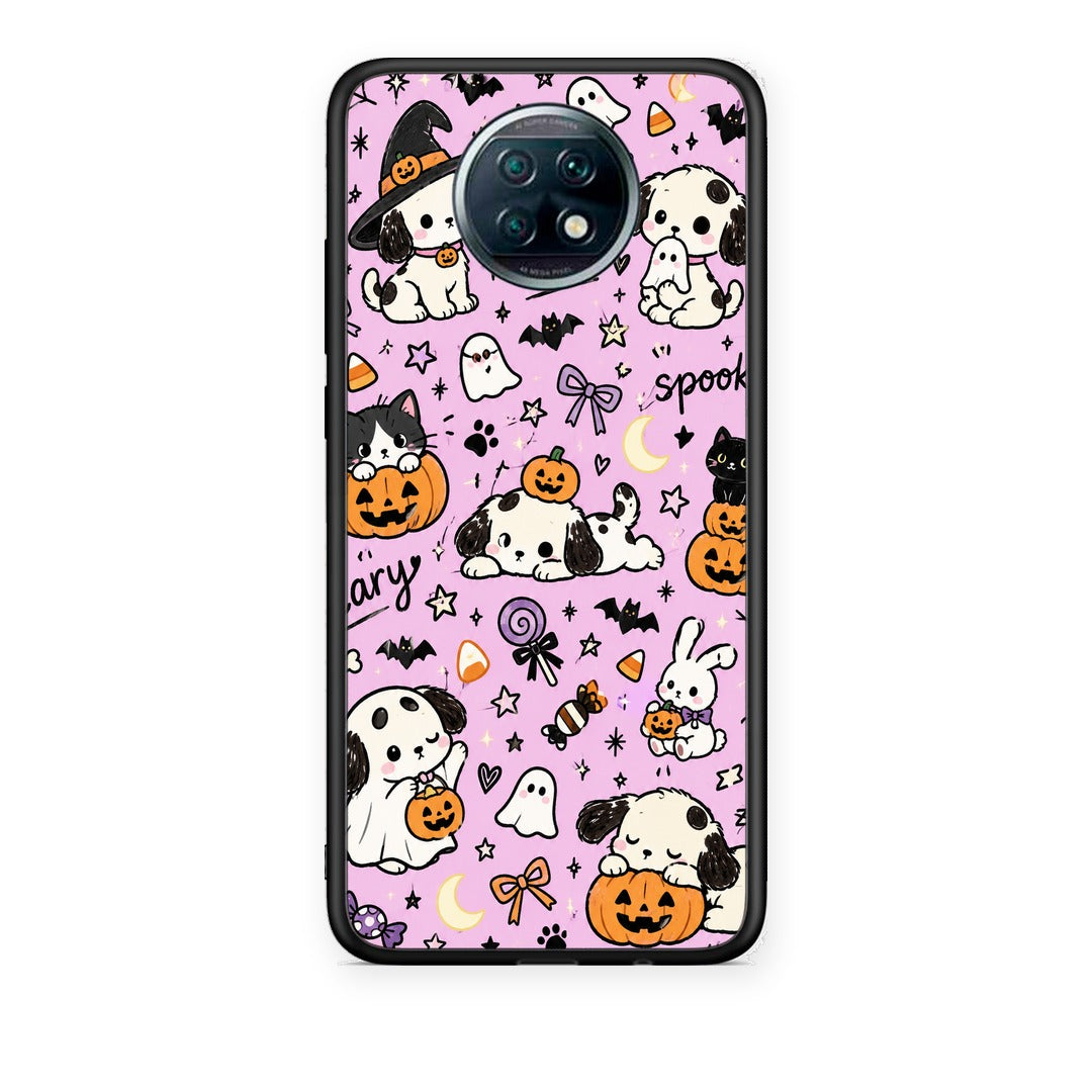 Θήκη Xiaomi Redmi Note 9T Halloween Puppies and Friends on Lilac από τη Smartfits με σχέδιο στο πίσω μέρος και μαύρο περίβλημα | Xiaomi Redmi Note 9T Halloween Puppies and Friends on Lilac case with colorful back and black bezels