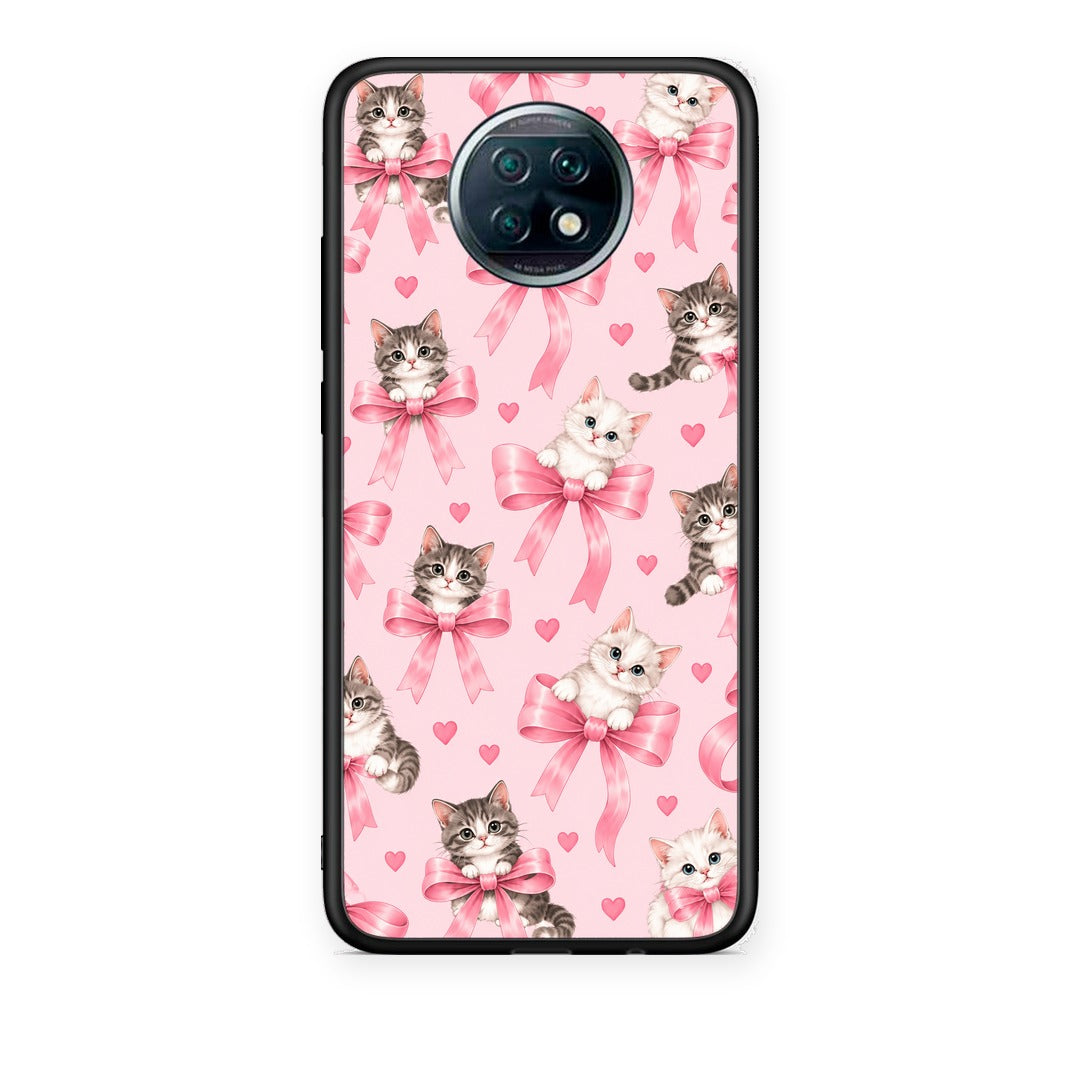 Θήκη Xiaomi Redmi Note 9T Kittens and Pink Bows on Pink από τη Smartfits με σχέδιο στο πίσω μέρος και μαύρο περίβλημα | Xiaomi Redmi Note 9T Kittens and Pink Bows on Pink case with colorful back and black bezels