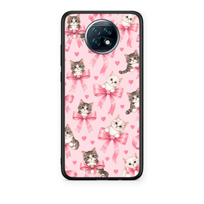 Θήκη Xiaomi Redmi Note 9T Kittens and Pink Bows on Pink από τη Smartfits με σχέδιο στο πίσω μέρος και μαύρο περίβλημα | Xiaomi Redmi Note 9T Kittens and Pink Bows on Pink case with colorful back and black bezels