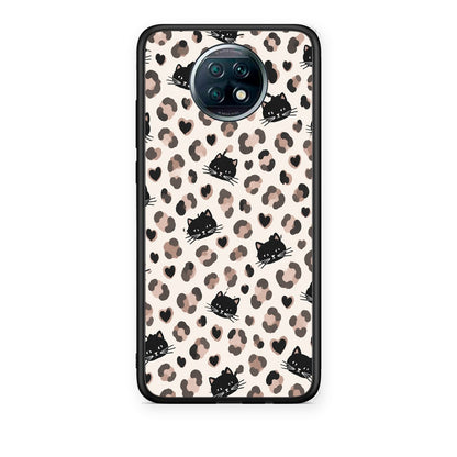 Θήκη Xiaomi Redmi Note 9T Leopard Spots and Black Cats on Cream από τη Smartfits με σχέδιο στο πίσω μέρος και μαύρο περίβλημα | Xiaomi Redmi Note 9T Leopard Spots and Black Cats on Cream case with colorful back and black bezels
