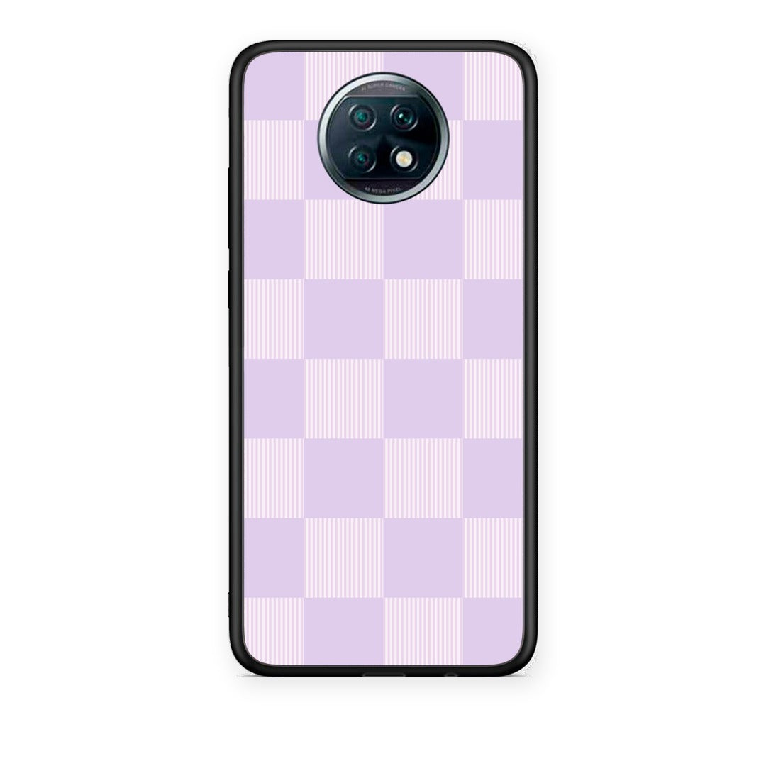 Θήκη Xiaomi Redmi Note 9T Lilac and Cream Striped Checks από τη Smartfits με σχέδιο στο πίσω μέρος και μαύρο περίβλημα | Xiaomi Redmi Note 9T Lilac and Cream Striped Checks case with colorful back and black bezels