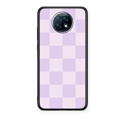 Θήκη Xiaomi Redmi Note 9T Lilac and Cream Striped Checks από τη Smartfits με σχέδιο στο πίσω μέρος και μαύρο περίβλημα | Xiaomi Redmi Note 9T Lilac and Cream Striped Checks case with colorful back and black bezels