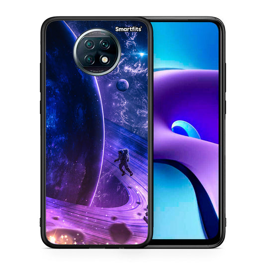 Θήκη Xiaomi Redmi Note 9T Lost Astronaut από τη Smartfits με σχέδιο στο πίσω μέρος και μαύρο περίβλημα | Xiaomi Redmi Note 9T Lost Astronaut case with colorful back and black bezels