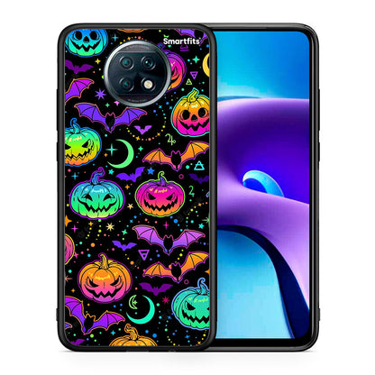 Θήκη Xiaomi Redmi Note 9T Neon Halloween από τη Smartfits με σχέδιο στο πίσω μέρος και μαύρο περίβλημα | Xiaomi Redmi Note 9T Neon Halloween case with colorful back and black bezels