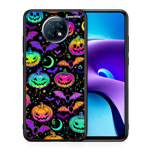 Θήκη Xiaomi Redmi Note 9T Neon Halloween από τη Smartfits με σχέδιο στο πίσω μέρος και μαύρο περίβλημα | Xiaomi Redmi Note 9T Neon Halloween case with colorful back and black bezels