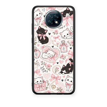 Θήκη Xiaomi Redmi Note 9T Pink Bows and Kittens Collage από τη Smartfits με σχέδιο στο πίσω μέρος και μαύρο περίβλημα | Xiaomi Redmi Note 9T Pink Bows and Kittens Collage case with colorful back and black bezels